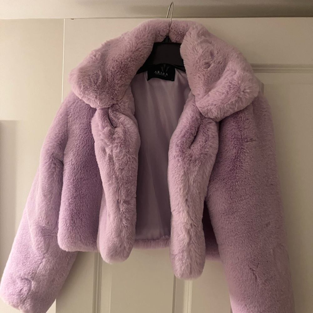 Akira Lilac/Purple Faux Fur Bomber Size Small